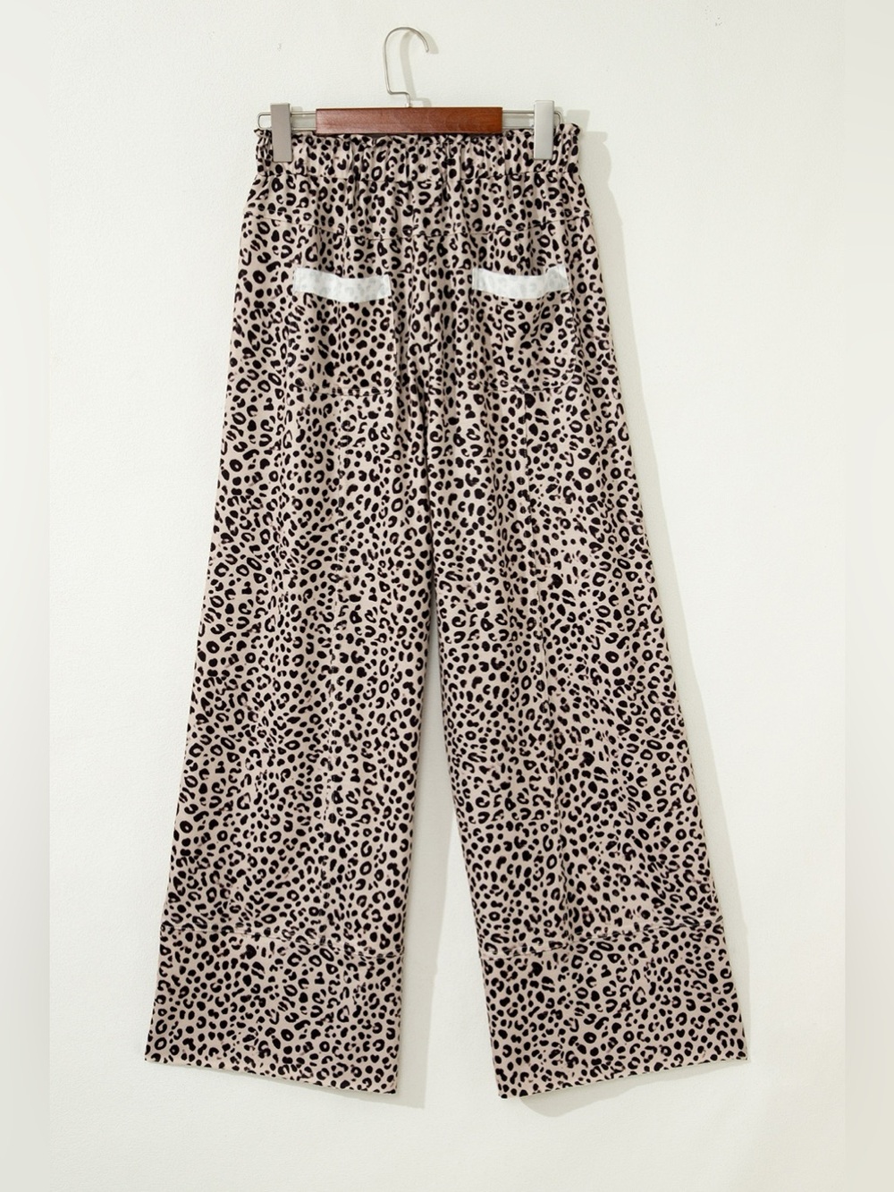 Leopard Print Wide-Leg Pants with Drawstring - Picture 8 of 15